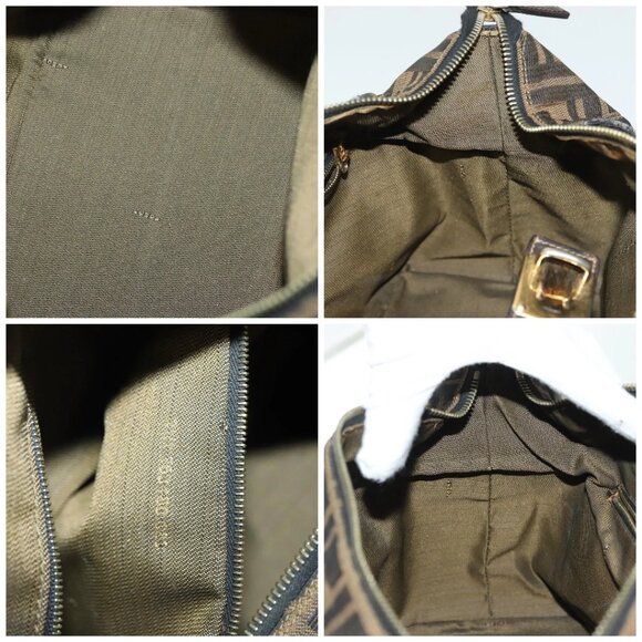 FENDI Zucca Canvas Vanity Pouch Black Brown gold Auth 136534 - Picture 15 of 16